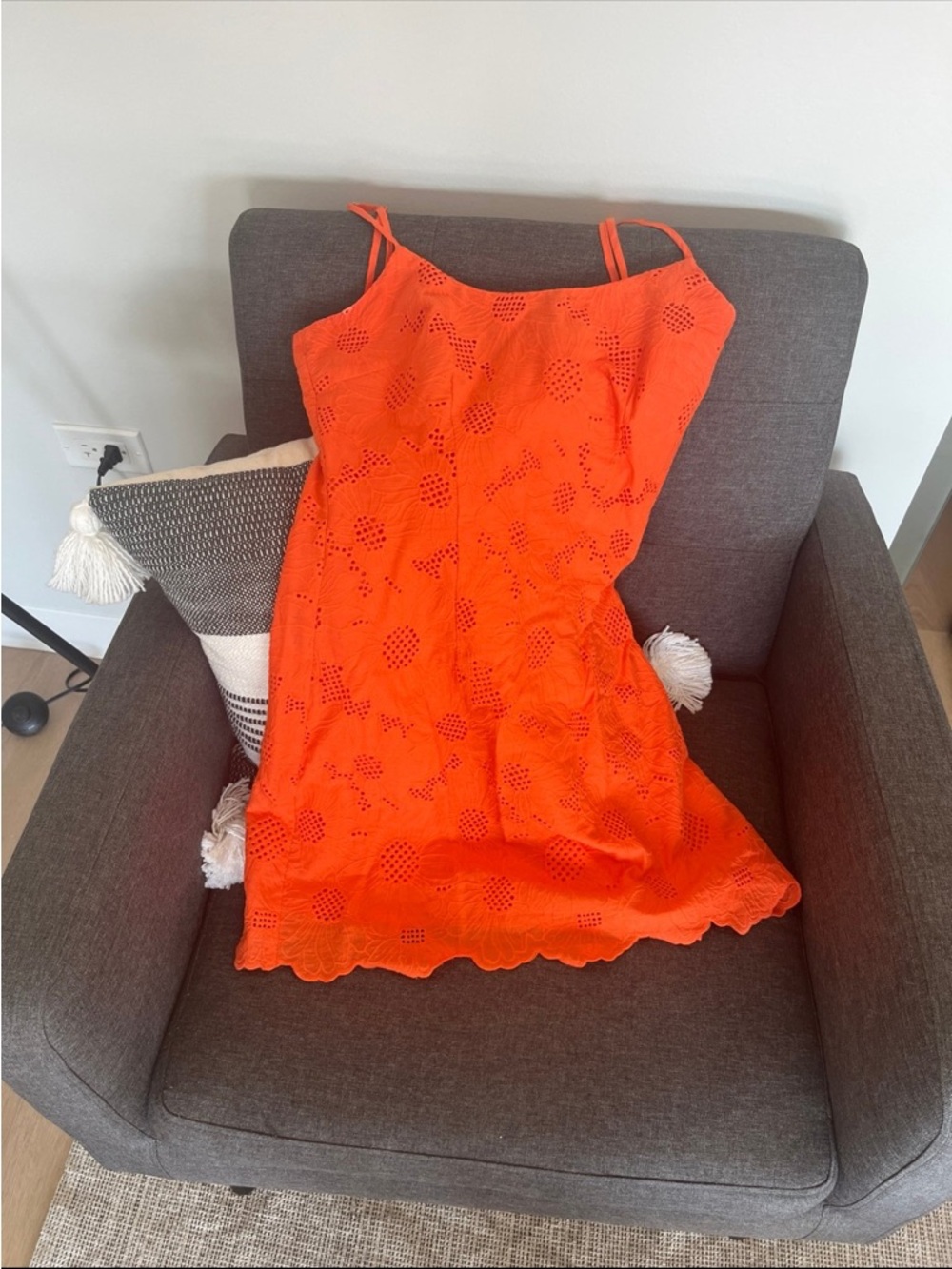 Lulus Women’s Orange Eyelet Sundress - Lightweight Summer Dress